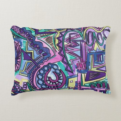 Free Will_Hand Painted Abstract Art Accent Pillow
