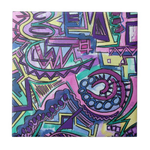 Free Will-Hand Painted Abstract Art Ceramic Tile