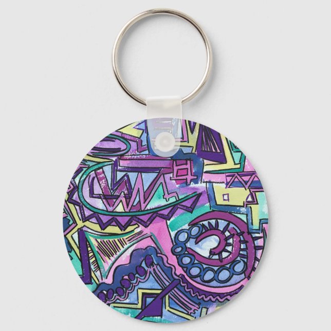 Free Will-Hand Painted Abstract Art Keychain (Front)