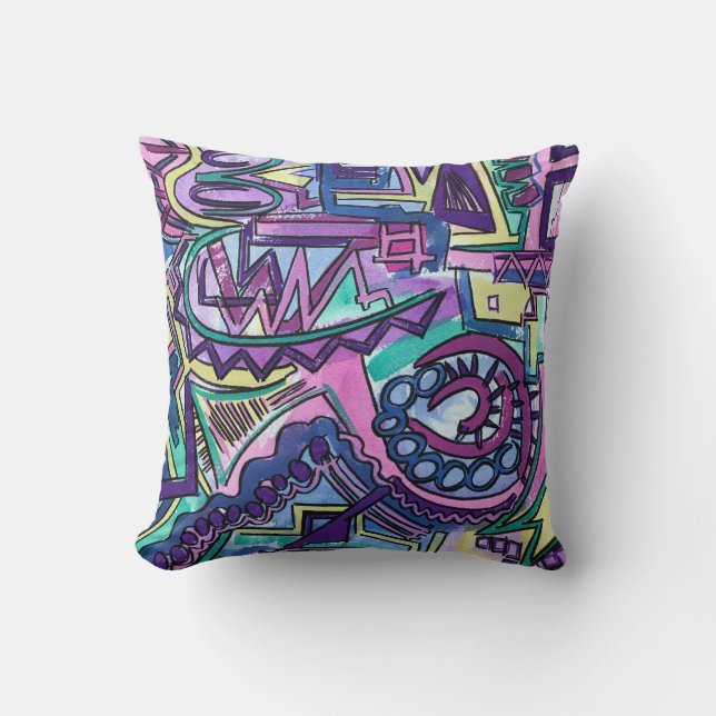 Free Will-Hand Painted Abstract Art Throw Pillow (Front)