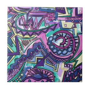 Free Will-Hand Painted Modern Geometric Art Ceramic Tile
