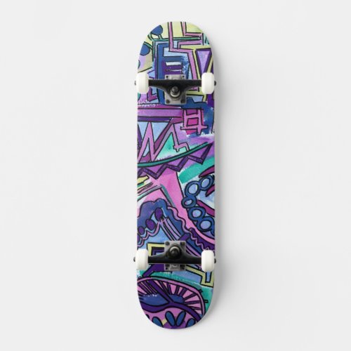Free Will_Hand Painted Modern Geometric Art Skateboard