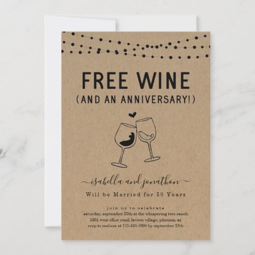 Free Wine Funny Anniversary Party Invitation