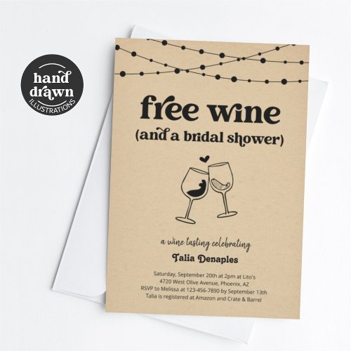 Free Wine Funny Wine Tasting Bridal Shower Invitation