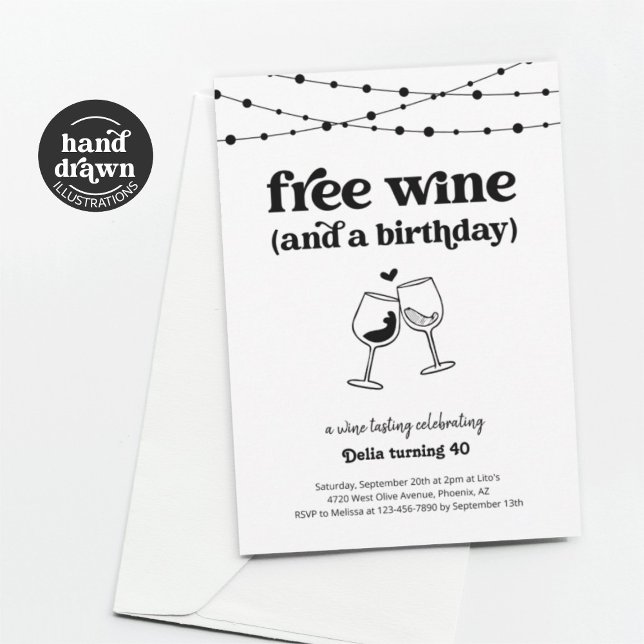 Free Wine Tasting Funny Adult Birthday Party Invitation (Creator Uploaded)