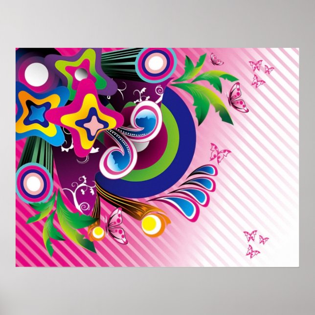 Free Wonderful Colorful Background Vector Graphics Poster (Front)
