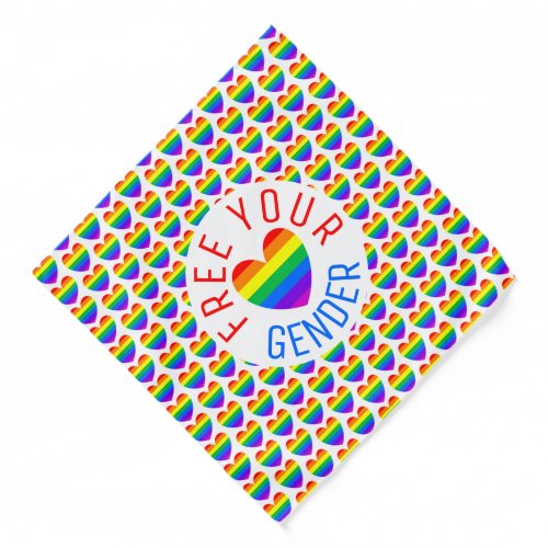 Free your Gender Rainbow Heart Bandana