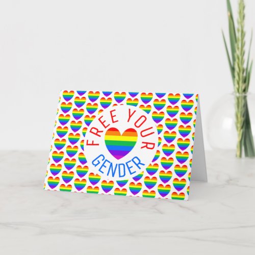 Free your Gender Rainbow Heart Card