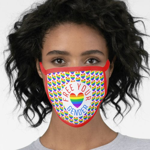 Free your Gender Rainbow Heart Face Mask