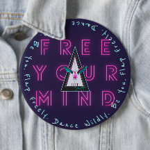 Free Your Mind Button, Free Spirited Flamingo