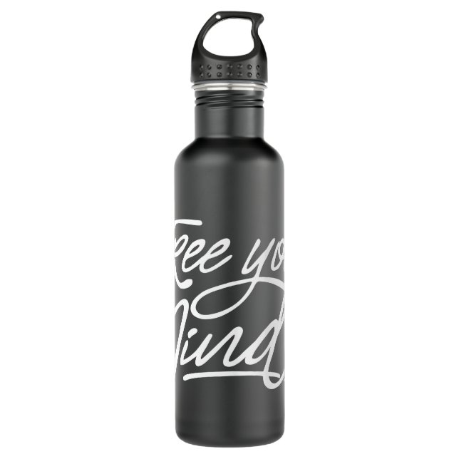 Free Your Mind Inspiration Yoga Quote Stainless Steel Water Bottle (Front)