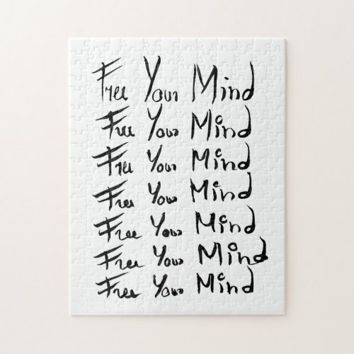 FREE your MIND  Motivational calligraphy quote Jigsaw Puzzle