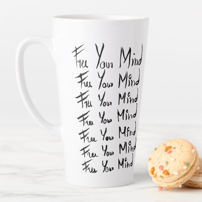 FREE your MIND! Motivational calligraphy quote Latte Mug (In Situ)