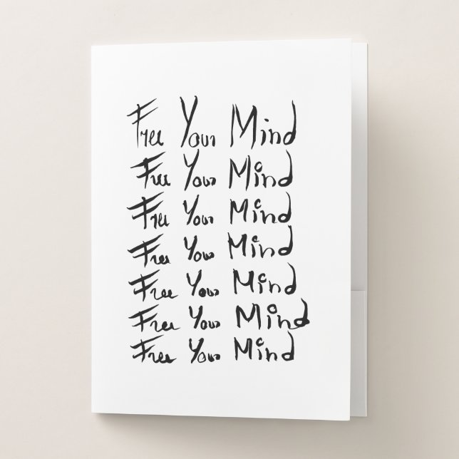 FREE your MIND!  Motivational calligraphy quote Pocket Folder (Front)