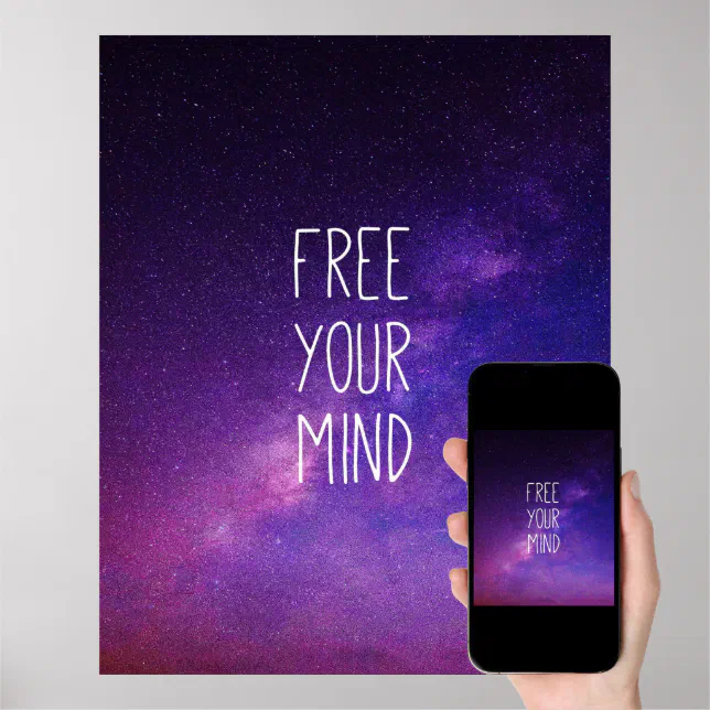 "Free Your Mind" Quote Blue Night Sky Poster | Zazzle
