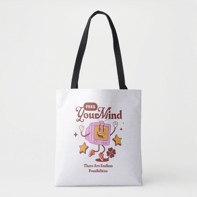 Free Your Mind Retro Mascot Tote Bag (Front)