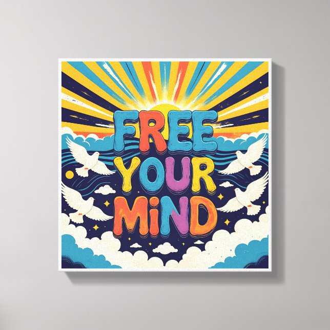 Free Your Mind — Retro Poster Canvas Print (Front)