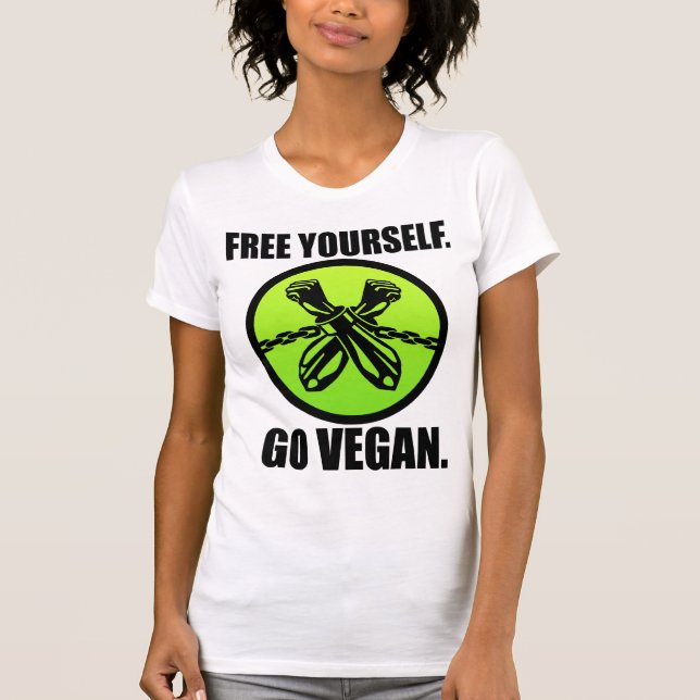 Free Yourself. Go Vegan! T-Shirt (Front)