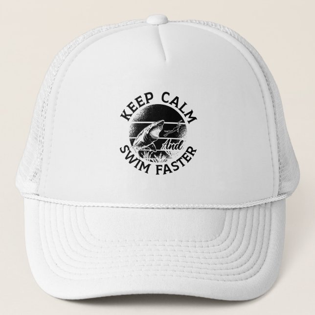 Freediver Keep Calm And Swim Faster Freediving Trucker Hat (Front)