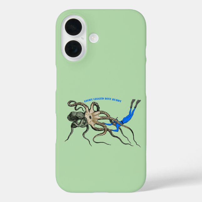 Freediving Diver Looking Over a Giant Octopus URM Case-Mate iPhone Case (Back)