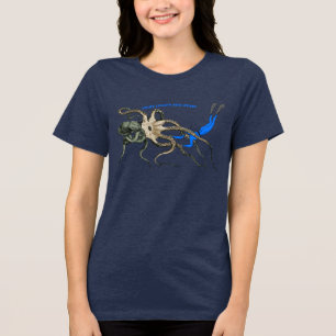 Freediving Diver Looking Over a Giant Octopus URM Tri-Blend Shirt