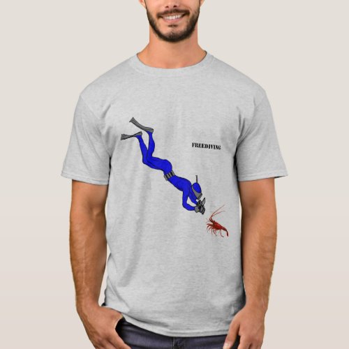 Freediving Diver Photographing a Spiny Lobster T_Shirt