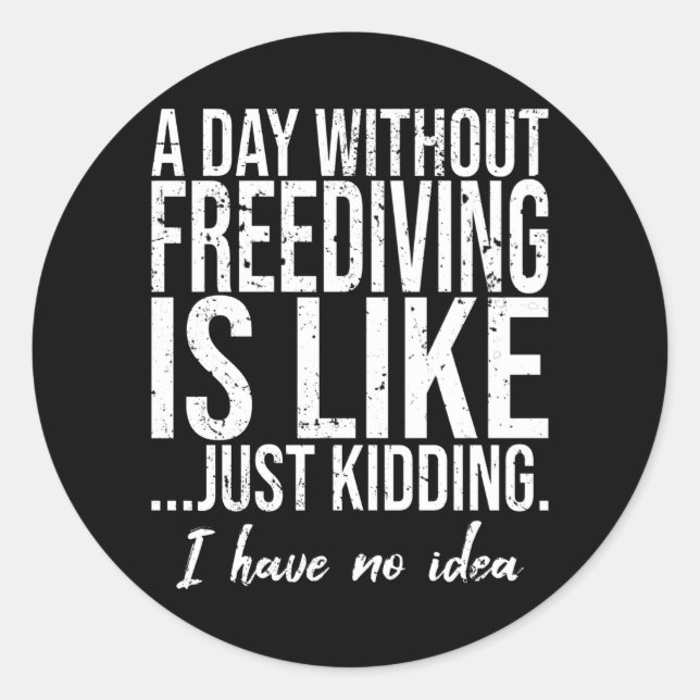 Freediving funny sports gift classic round sticker (Front)