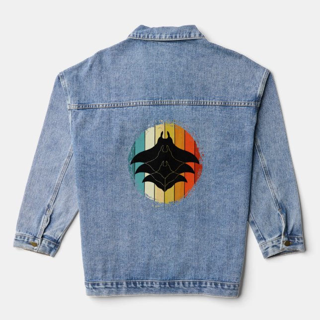 Freediving Stingray Manta Animal  Ocean Manta Ray  Denim Jacket (Back)