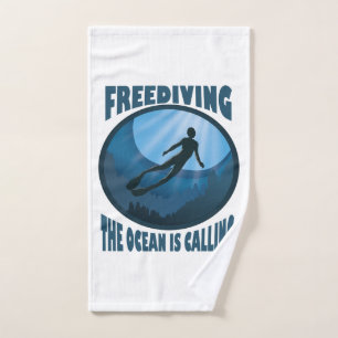 Freediving - The Ocean Is Calling Underwater Diver Hand Towel