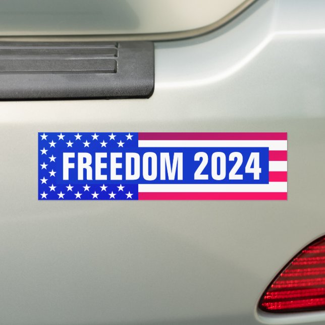 Freedom 2024 (flag) Bumper Sticker (On Car)