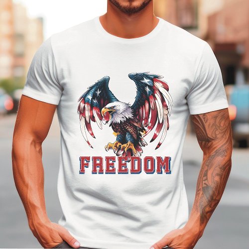 Freedom 4th of july modern red blu white  T_Shirt
