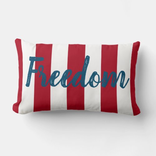 Freedom 4th Of July Stripes Red White And Blue Lumbar Pillow