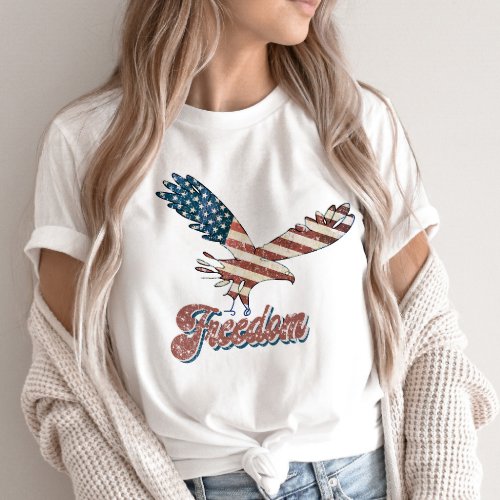 Freedom American Eagle 4th of July Red White Blue  T_Shirt