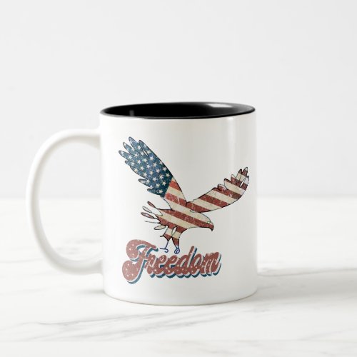 Freedom American Eagle 4th of July Red White Blue Two_Tone Coffee Mug