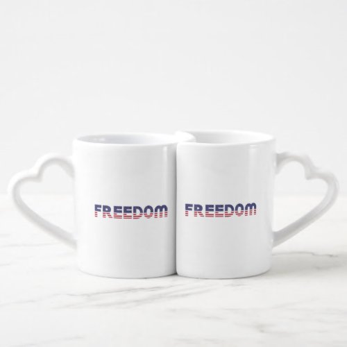 Freedom American Flag for Patriotic  Liberty Gift Coffee Mug Set
