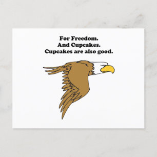 Freedom and Cupcakes American Bald Eagle Cartoon Postcard