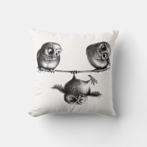 Freedom and Fun _ Owls Throw Pillow