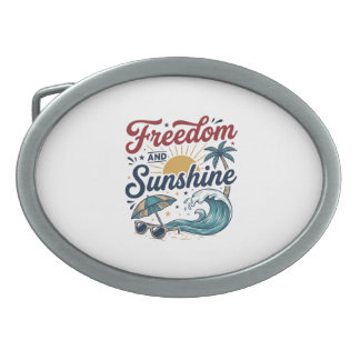 Freedom And Sunshine Vintage Beach Shirt Design (3 Belt Buckle