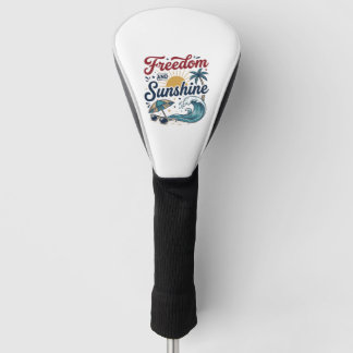 Freedom And Sunshine Vintage Beach Shirt Design (3 Golf Head Cover