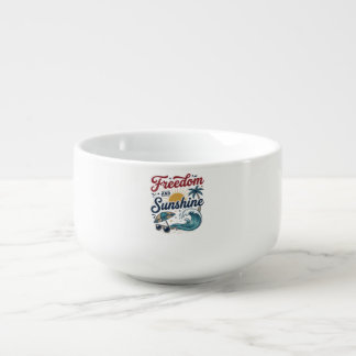 Freedom And Sunshine Vintage Beach Shirt Design (3 Soup Mug
