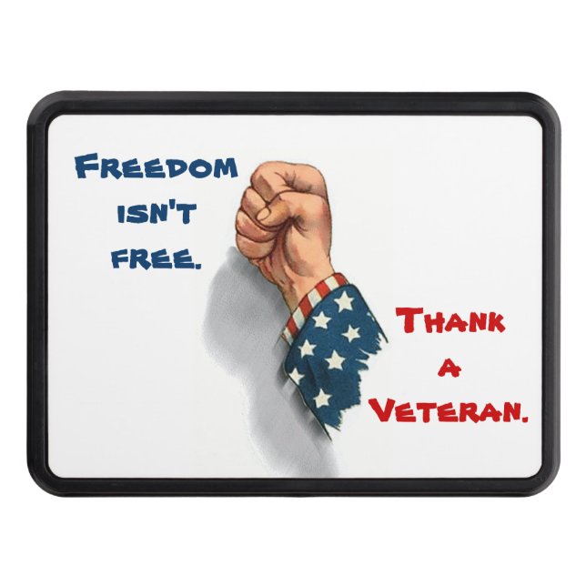 Freedom and Veteran Patriotic Tow Hitch Cover (Front)