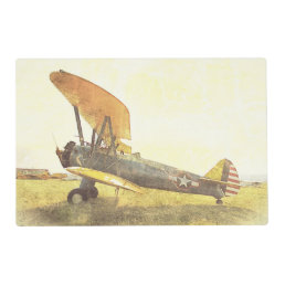 Freedom Antique Airplane Biplane Yellow Placemat