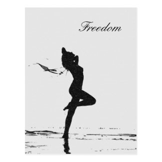 Freedom artistic nude girl at beach shapes card