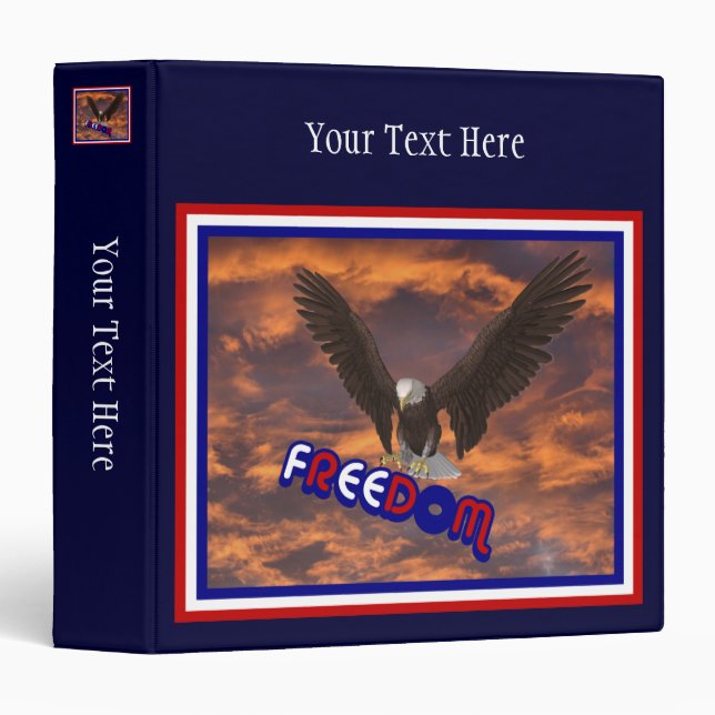 Freedom Bald Eagle Personalized 3 Ring Binder (Front/Spine)