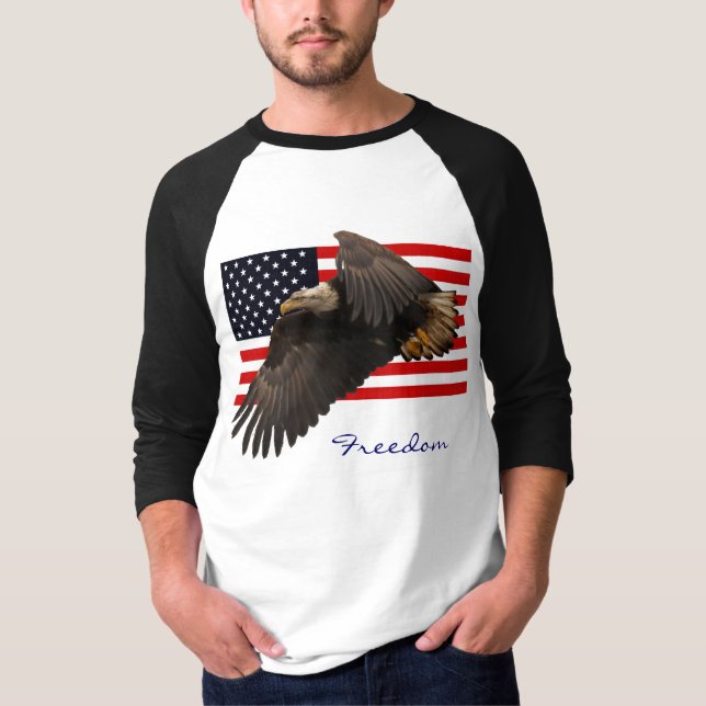 FREEDOM BALD EAGLE & US FLAG Mens Apparel T-Shirt (Front)