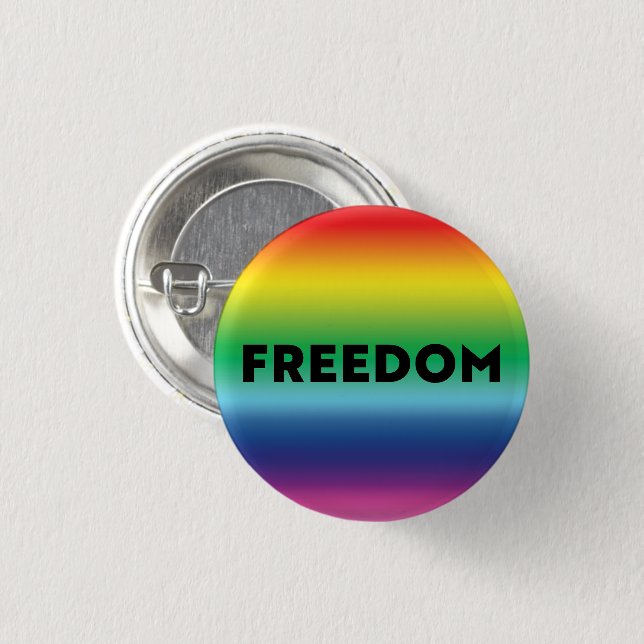 Freedom black typography rainbow gradient pattern  button (Front & Back)