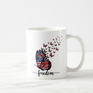Freedom Butterflies   Patriotic Red, White, Blue Coffee Mug
