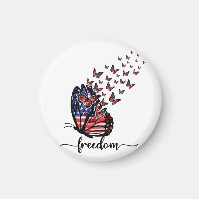 Freedom Butterflies | Patriotic Red, White, Blue Magnet (Front)