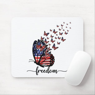Freedom Butterflies   Patriotic Red, White, Blue Mouse Pad