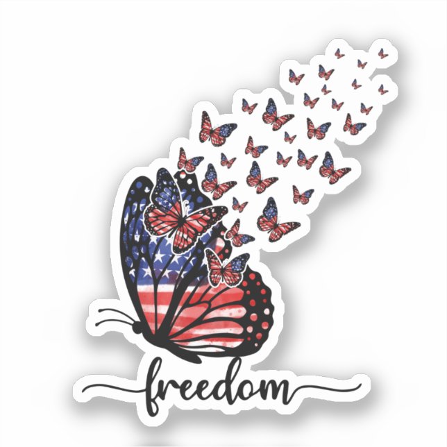 Freedom Butterflies | Patriotic Red, White, Blue Sticker (Front)